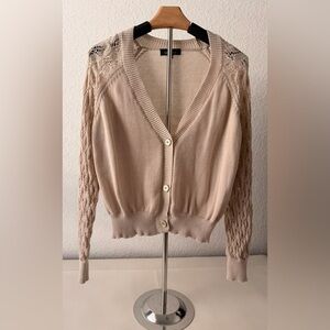 ✨ LEA & VIOLA Beige Cardigan with Lace Sleeves – Romantic Soft Classic ✨
